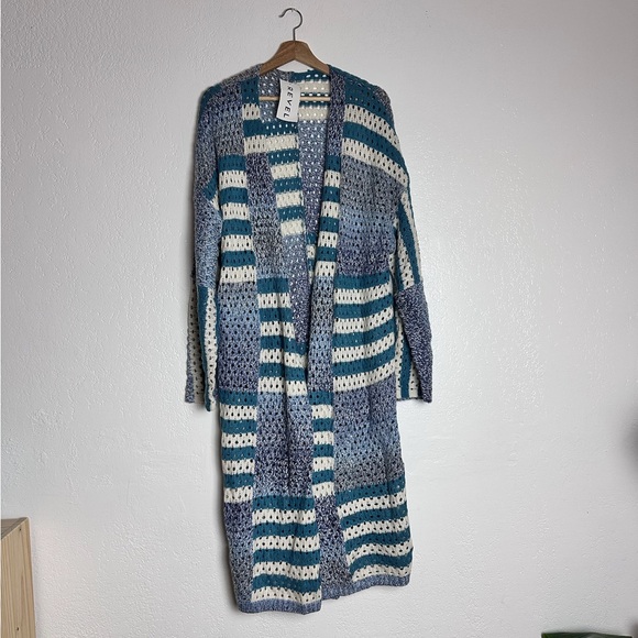 🖤 NWT REVEL WOMEN'S STRIPED DUSTER CARDIGAN - Picture 3 of 4